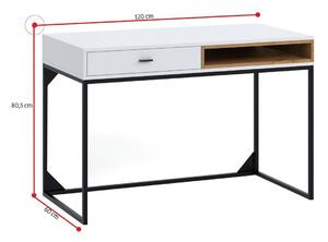 OTYL íróasztal, 120x80,5x60, fehér/dub artisan