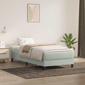 Világosszürke bársony rugós ágy matrac nélkül 80x220 cm