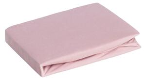Jersey pamut gumis lepedő Púder rózsaszín 240x220 cm + 30 cm