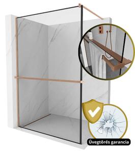 HD Velence+ Copper Walk-In zuhanyfal 8 mm vastag vízlepergető biztonsági üveggel, 200 cm magas, réz profillal és távtartóval