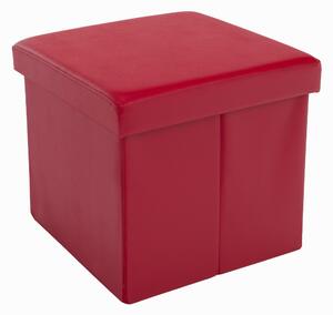Összehajtható puff, textilbőr piros, TELA NEW