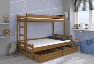 RAIMUND emeletes gyerekágy + matrac, 90x200, tölgy