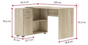SAULA íróasztal, 120x75,3x91, fehér/szürke