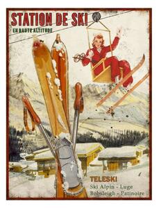 Fém falitábla 25x33 cm Station de Ski – Antic Line