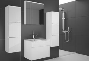 LARTO fürdőszoba szekrény a mosdó alatt, 60x47x45, fehér/fekete fényes