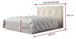TELA kárpitozott boxspring ágy, 120x200, monolith 15