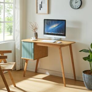 En.casa Íróasztal Tysvær Bambusz/Kék 75 x 105 x 48 cm
