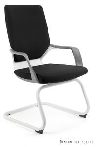 UNIQUE APOLLO SKID prémium tárgyalószék, ergonomikus, szánkótalpas irodai szék, fehér váz, fekete szövet