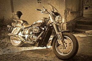 Nem szőtt fotótapéta vintage motorkerékpár 375 x 250 cm