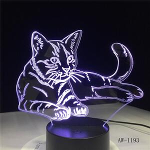 Fekvő Cica 3D led lámpa