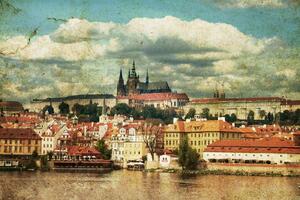 Nem szőtt fotótapéta retro képeslapok - prága 375 x 250 cm