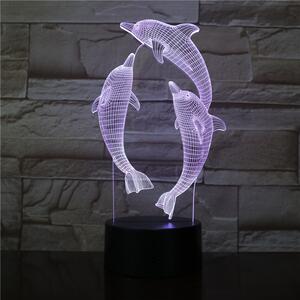 Ugró Delfin 7 színű 3D led lámpa