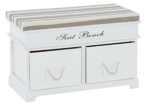 Lóca párnával, 2 fiók, fehér/világosbarna, SEAT BENCH 1 NEW