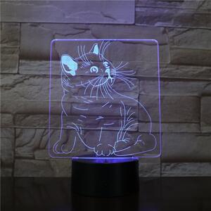 Cica bajszos 3D led lámpa