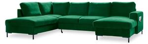 Lofty Lilly zöld kinyitható U alakú bársony kanapé, bal oldali - Miuform