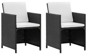 VidaXL 5-részes fekete polyrattan kültéri étkezőszett párnákkal