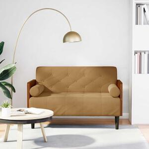 Barna bársony loveseat kanapé párnákkal 110 cm