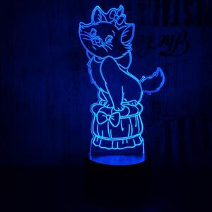 Masnis cica 7 színű 3D led lámpa