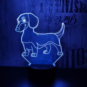 Tacskó kutya 7 színű 3D led lámpa