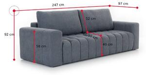 SALUTE kanapé, 247x92x97, mat velvet 63