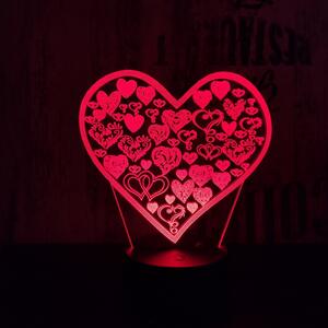 Szívek a szívben 7 színű 3D led lámpa