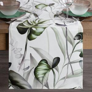 Ellen bársony asztalterítő monstera Fehér 40x140 cm