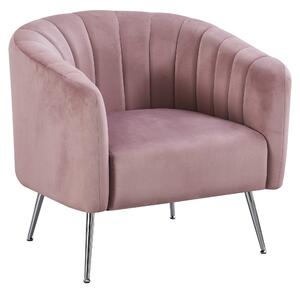 Design fotel, rózsaszín Velvet szövet/króm-ezüst, BAGY