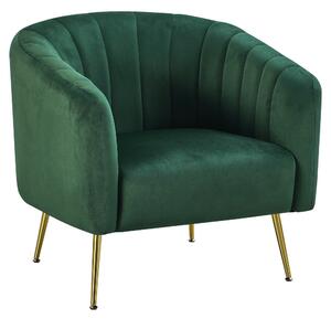 Design fotel, sötétzöld Velvet szövet/gold króm-arany, BAGY