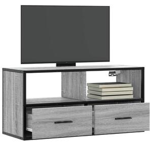 Szürke sonoma színű szerelt fa és fém TV-szekrény 80x31x39,5 cm