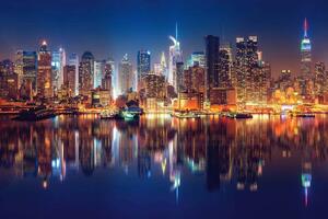 Nem szőtt fotótapéta new york látképe éjjel 375 x 250 cm