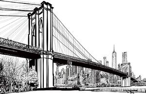 Nem szőtt fotótapéta brooklyn bridge illusztrációk 375 x 250 cm