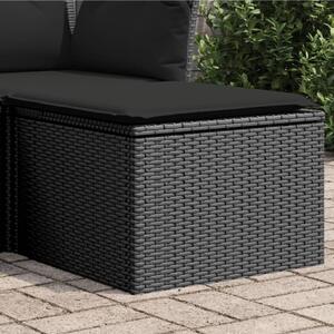Fekete polyrattan kerti ülőke párnával 55 x 55 x 37 cm