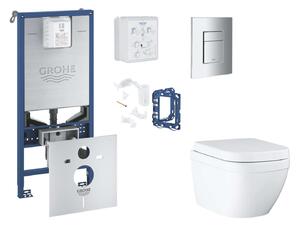 Grohe Rapid SLX - Készlet fali beépítéshez, WC ülőke, SoftClose ülőke, Skate Cosmopolitan gombok és tablet bedobható készlet, Triple Vortex, króm SANI11BB2127