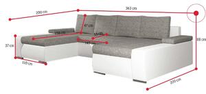 SAN MARINO ágyazható U alakú ülőgarnitúra, 365x90x195 cm, berlin 03/soft 066