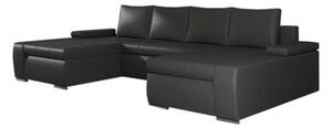 SAN MARINO ágyazható U alakú ülőgarnitúra, 365x90x195 cm, soft 011 black