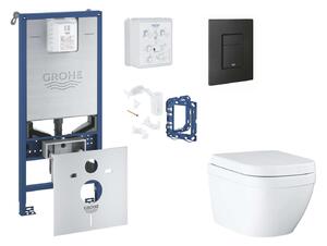 Grohe Rapid SLX - Készlet fali beépítéshez, WC-ülőke, SoftClose ülőke, Egyenletes gombok és tablet bedobható készlet, Triple Vortex, phantom fekete SANI11BB5127