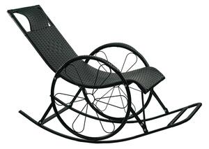 Hintaszék, rattan/fém, fekete, ROKIN