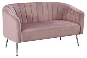 Design kétszemélyes kanapé, rózsaszín Velvet szövet/króm-ezüst, BAGY