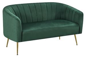 Design kétszemélyes kanapé, sötétzöld Velvet szövet/gold króm-arany, BAGY