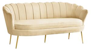 Luxus kanapé, 3 személyes, bézs Velvet szövet/arany, Art-deco, NOBLEO TYP 2