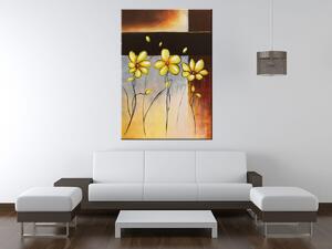 Gario Kézzel festett kép Sárga virágocskák Méret: 120 x 80 cm