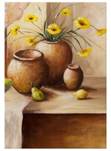 Gario Kézzel festett kép Sárga virágok a vázában Méret: 100 x 70 cm
