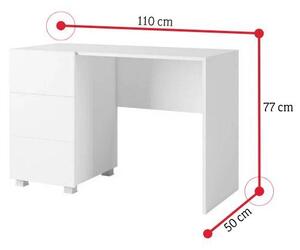 BRINICA íróasztal, 110x77x50, fehér/magasfényű fehér