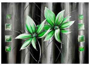 Gario Kézzel festett kép Gyönyöru zöld virágok Méret: 100 x 70 cm