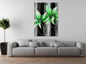 Gario Kézzel festett kép Gyönyöru zöld virágok Méret: 120 x 80 cm
