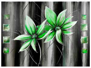 Gario Kézzel festett kép Gyönyöru zöld virágok Méret: 100 x 70 cm