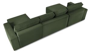 Azalea zöld kordbársony kinyitható U alakú kanapé - Mazzini Sofas