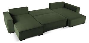 Azalea zöld kordbársony kinyitható U alakú kanapé - Mazzini Sofas