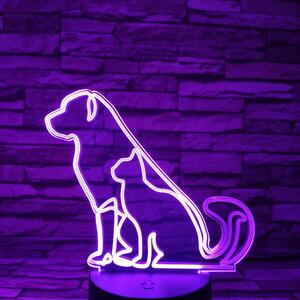 Kutya cica barátság 7színű 3D led lámpa