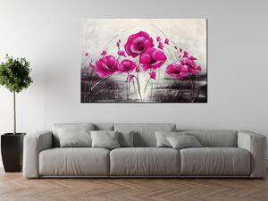 Gario Kézzel festett kép Rózsaszín pipacsok Méret: 100 x 70 cm